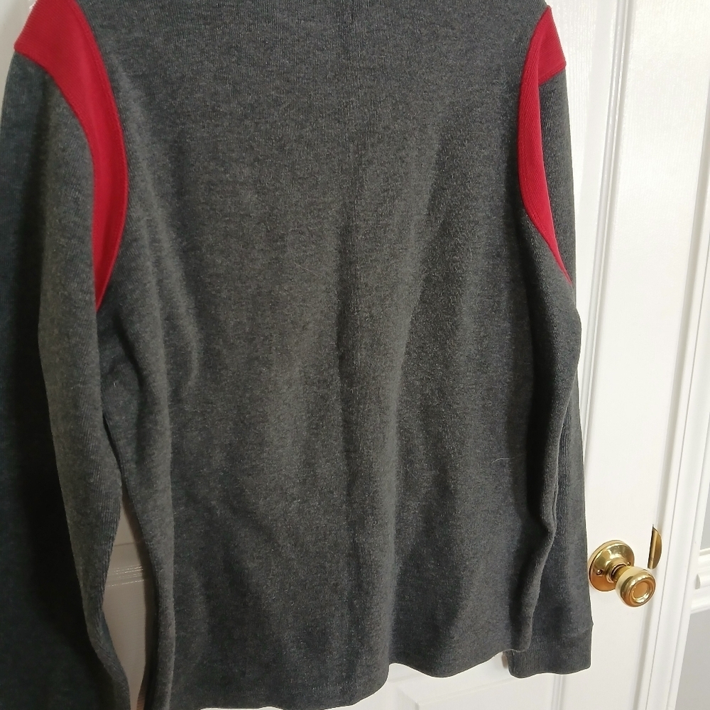 Abercrombie & Fitch Red Gray Crewneck Sweatshirt Preppy Academia Varsity Logo 3 - Picture 6 of 7